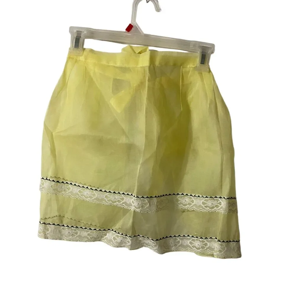 5723 Womens  Sheer Yellow Rayon Vintage Half Hostess Apron